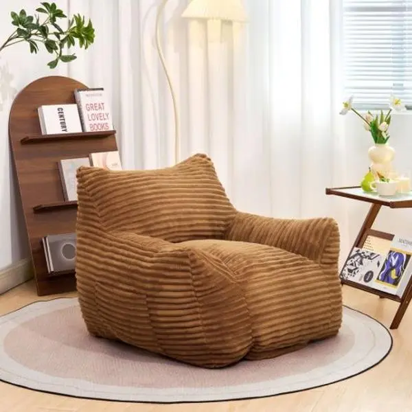 Bellemave Oversized Corduroy Armrest Bean Bag Chair for Adults - 400Lbs Capacity, High Resiliency, Large Dimensions, Comfy Fluffy Lazy Floor Sofa, Beanbag Chair for Relaxation