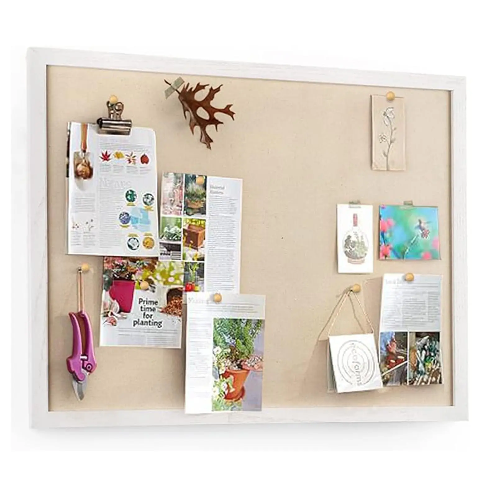 Emfogo Large Linen Bulletin Board 23"x18", Wood Framed Wall Mounted Pin Board with 20 Push Pins for Photos, Notes, Memos, Office, School, Kitchen & Home Decor
