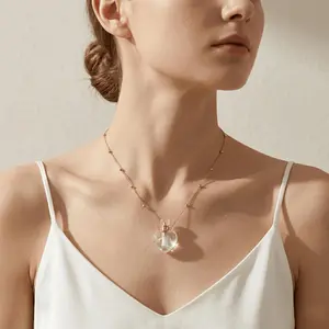 vibecharm Stainless Steel Long Tarnish-Free Natural Stone Vial Necklace - Openable Locket Wishing Bottle for Perfume & Essential Oils, Everyday Wear Keepsake Pendant Memorial Gift
