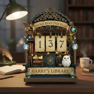 Personalized Potter Inspired Book Read Tracker, Hogwarts Library Reading Counter, Wizard Decor, Gift for Book Lovers, Bookshelf Display