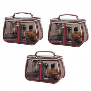 New Retro Vintage Vanity Bag – Large Capacity Waterproof Transparent Makeup Cosmetic Bag with Zipper – Luxury Toiletry Organizer for Women Ladies Travel & Storage