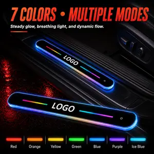Multi-Color LED Car Door Sill Protector Lights, Magnetic Wireless Glowing Welcome Pedal Strips, Universal Premium Car Door Edge Guard Trim, Vehicle Accessories