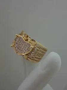 Princess Heart Ring 14K Gold Plated – Iced Pavé Design