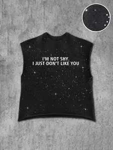 Men's Casual Vest, Starry Letter Slogan Print, Direct Attitude, Breathable Regular Fit, Summer Wear, Trendy Street Style, Graphic Tank Top