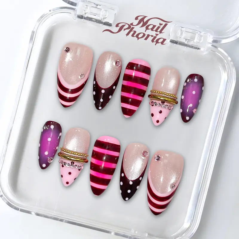 NailPhoria BARBIECORE REBEL -SUMMER Handmade Press-On Nails | Reusable, Salon-Quality, Long-Lasting, Glossy Design