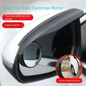 Carbon Fiber Texture Blind Spot Mirrors 360° Rotation Rain Cover Convex Rearview Mirrors for All Vehicles Left Installation Round Keep Dry in Rain Car Mirrors