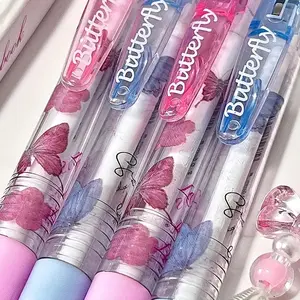 Butterfly Themed Gel Pen Set, 4 Counts 0.5mm Fine Tip Ink Retractable Smooth Writing Pen, Writing Pen for Students and Writers, Aesthetic Pens