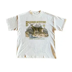 Vintage 90's Whitetail Deer Buckhorn T-Shirt, Vintage Graphic Tee, Unisex Cotton Crewneck Tshirt - Medium, Short Sleeve, Casual Streetwear Printed Tee Menswear Top