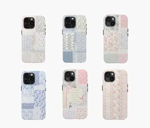 Coquette Patchwork iPhone Case Collection - Blue, Pink, Floral, Lace & Toile Prints - Vintage Aesthetic, Slim, Durable Cover for iPhone 15/14 Pro Max