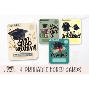 Printable Graduation Money Card Holders: Assorted Designs (PNG Files)