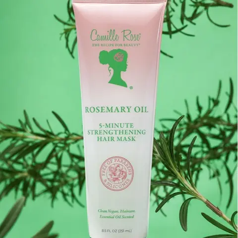 Camille Rose Rosemary Oil 5-Minute Strengthening Hair Mask - 8.5 FL OZ with Rosemary Oil, Peppermint, Amla, Shikakai & Biotin to Reduce Hair Breakage, Strengthen Strands, Promote Healthy Hair Growth - All Textures