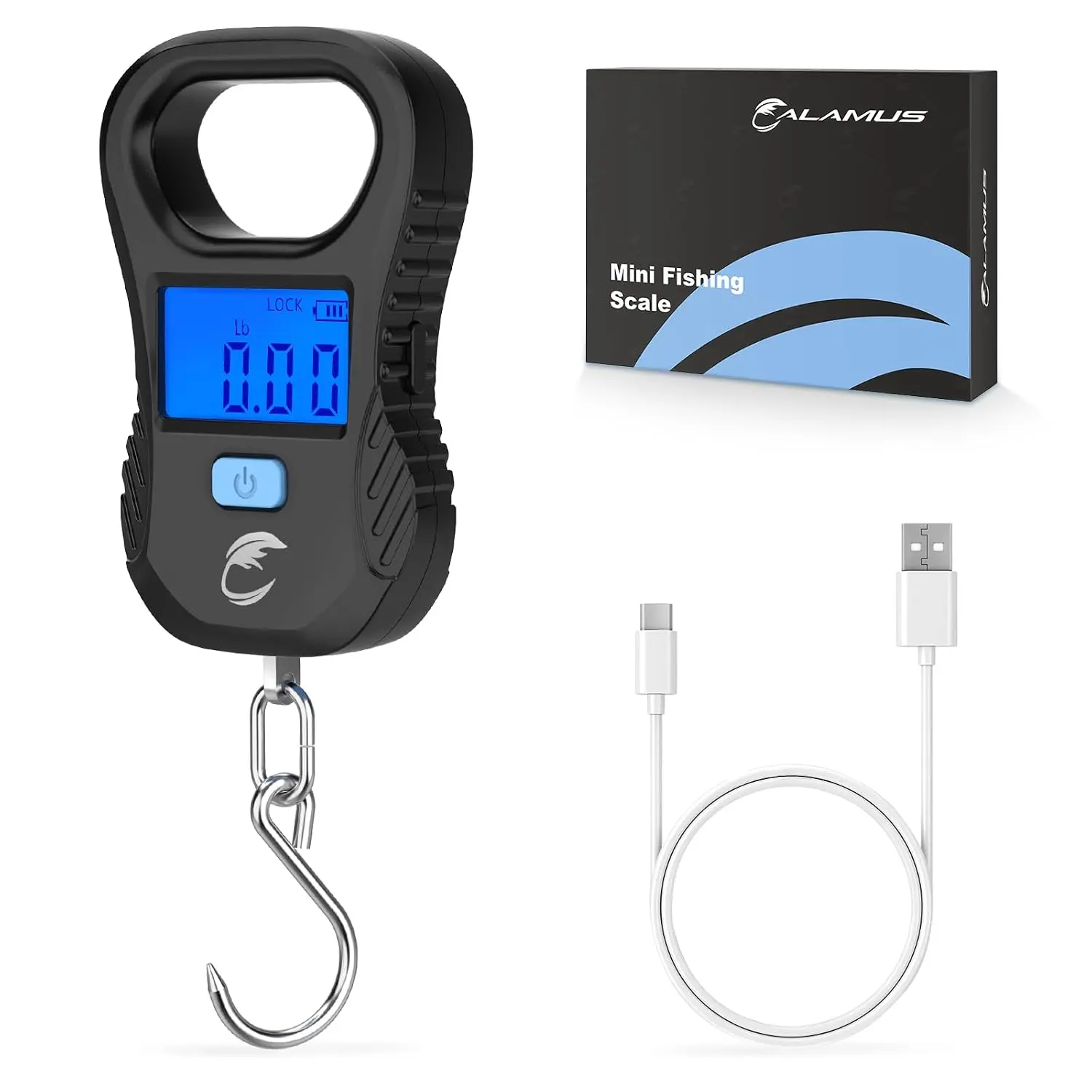 Lightweight Rechargeable Digital Fish Scale, 55lb Capacity, USB Charging, High Accuracy, Backlit LCD Display, lb/oz/kg Units, Fishing Gift for Men Lightweight Rechargeable Digital Fish Scale, 55lb Capacity, USB Charging, High Accuracy, Backlit LCD Display, lb/oz/kg Units, Fishing Gift for Men