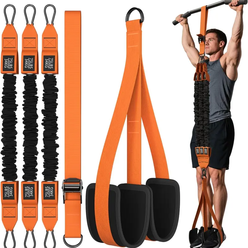 Pull-Up Assist Resistance Bands System with Adjustable Nylon Straps, Heavy Duty with 75-225lbs Assistance for Home Gym Strength Training and Calisthenics, Bodybuilding Resistance Bands