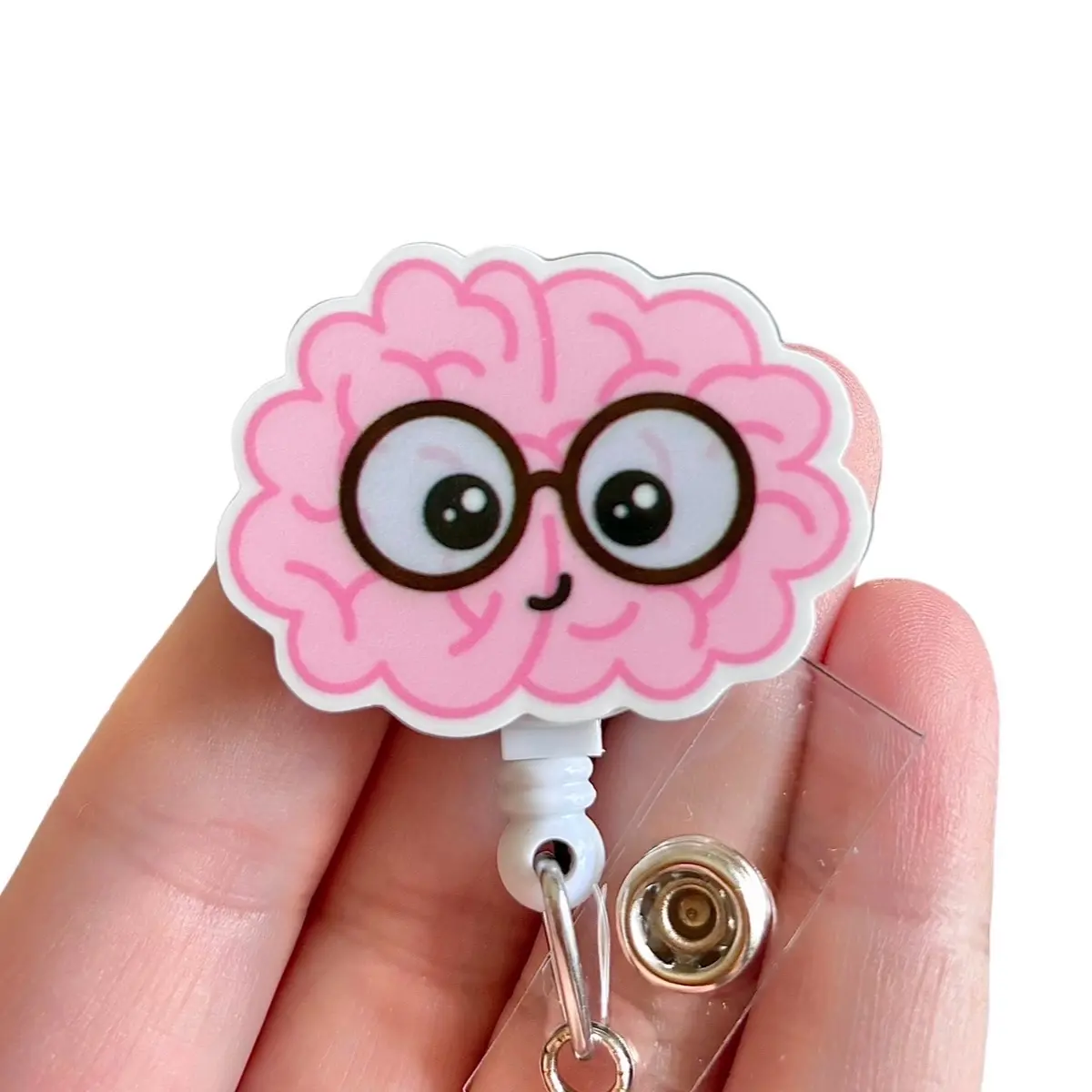 Glitter My Badge Brain badge reel for nurse and hospital workers. Badge clip Badge pull - Retractable swivel clip with a 360 rotation. Great gift for coworker. Healthcare