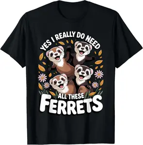 100% Cotton Best Ferret Art For Men Women Kids Pet Ferret Lovers Ferret T-Shirt
