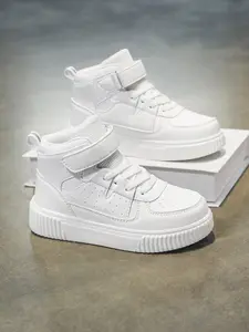 Children's Fashionable Lightweight and Breathable High-Top Casual Shoes For Daily School Wear White Design