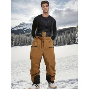 Men's Heavy-Duty Thermal Ski Bibs Adjustable Strap Loose Fit Winter Wear