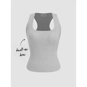 Cider Built-in Bra Square Neck Tank Top