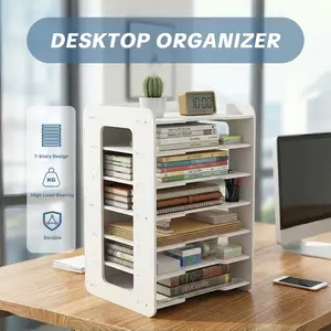 Simple Office Desktop File Rack Organizer, Desk Document Holder Storage Box, Book Stand Paper Tray, Office Supplies