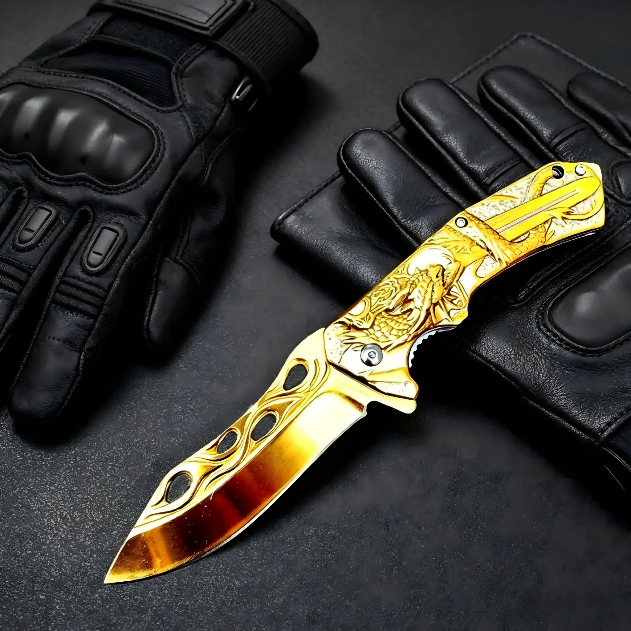3D Embossed Dragon & Sword Manual Folding Tool - Ideal for Outdoor Camping, Hiking - Great Gift for Men (TikTok Shop Spring Glow Up)