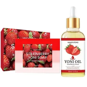 Strawberry Vaginal Oil and Soap Set, 2pcs/Set Moisturizing Vaginal Oil and Soap, Female Intimate Care Set