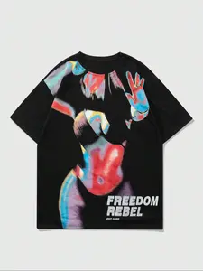 Men's Regular Fit Angel Print Loungewear Tee, Casual Comfy Round Neck Short Sleeve T-Shirt for Daily Wear, Men's Sleepwear & Loungewear for All Seasons