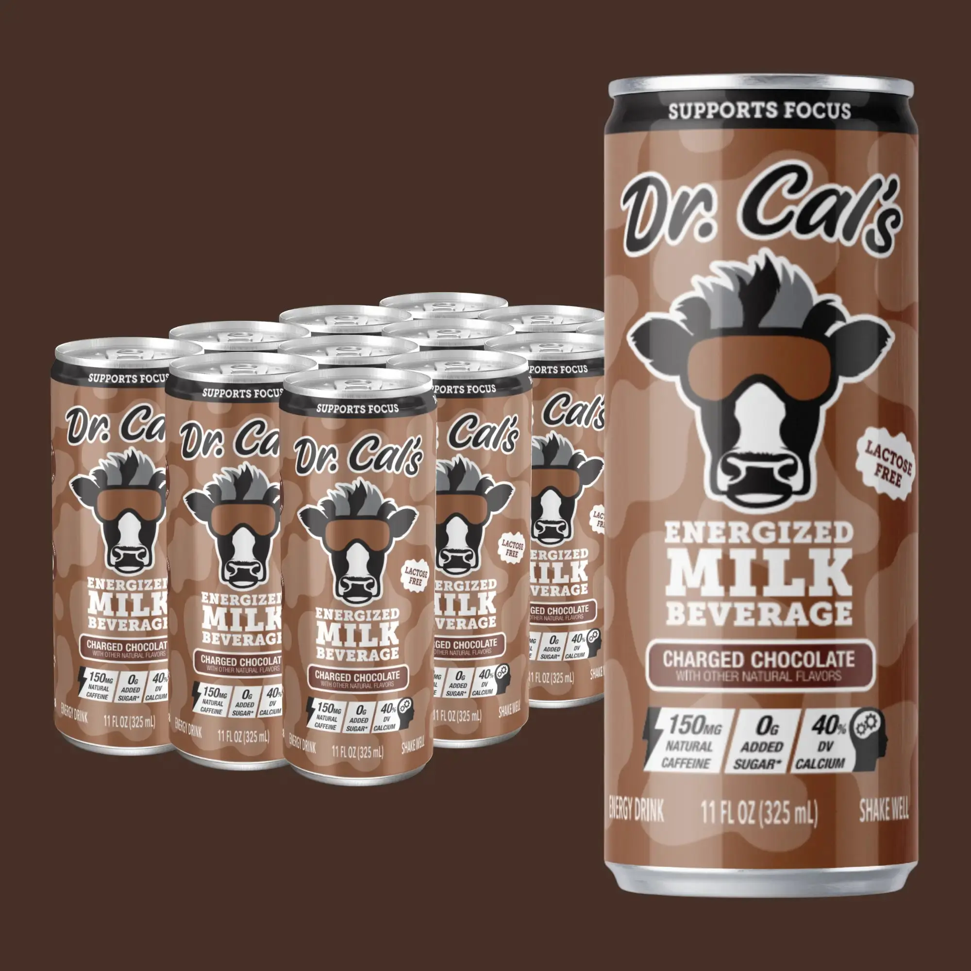 Dr. Cal’s Energized Caffeinated Chocolate Milk Beverage - Lactose-Free, Natural, Healthy Protein & Calcium Drink