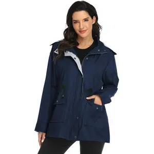 Raincoat Women Waterproof Hooded Trench Coats Lightweight Rain Jacket Windbreaker Travel Jacket Comfort Womenswear Day Essential for walk the dog