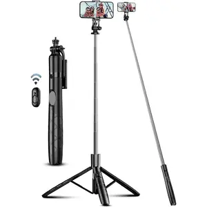 71" Phone Tripod & Selfie Stick, All in One Extendable Cell Phone Tripod with Wireless Remote, Tripods Stand for iPhone & Travel Selfie Stick 360°   Rotation Compatible with iPhone Android, Camera