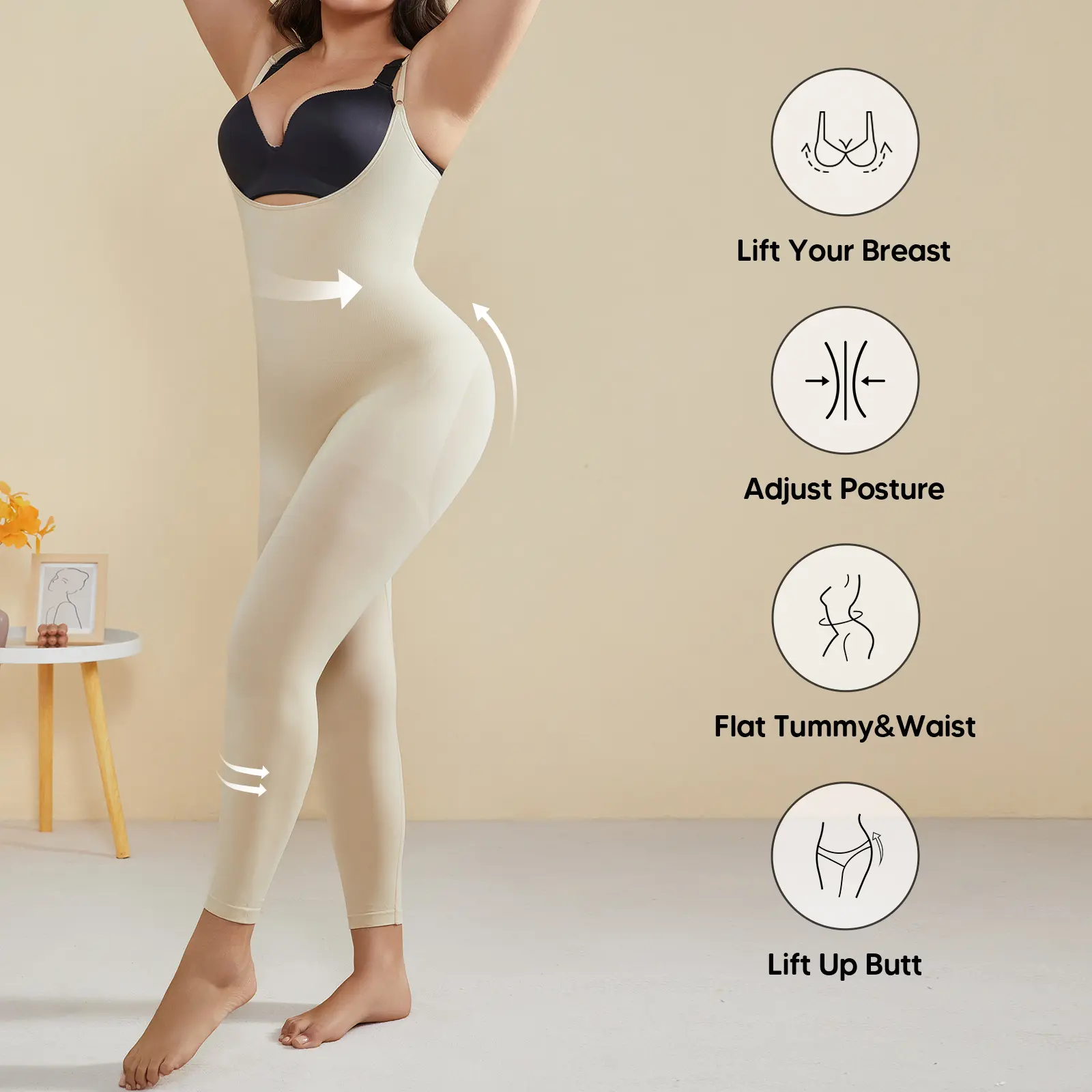 Suprenx Plus Size Seamless Shapewear Bodysuit | Curvy Tummy Control & Butt Lift Jumpsuit | Back Smoothing Sculpting Body Shaper for All Figures | High Stretch & All-Day Comfort