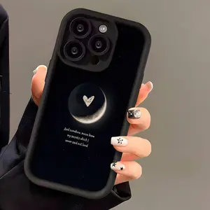 Minimalist Moon Pattern Case for iPhone 16 15 14 Pro Max 13 12 11 XR XS Plus Shockproof Full Camera Protection Durable slim Silicone Cover