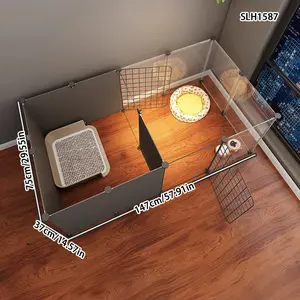 Indoor Pet Dog Fence with Toilet Area, Small Dog Playpen and Kennel for Teddy Breeds, Home Dog Barrier with Isolation Gate, Durable Puppy Playpen