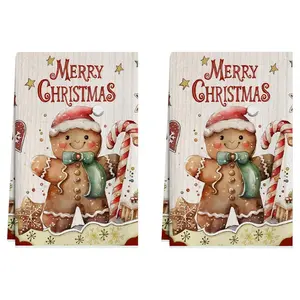 Gingerbread Man Merry Christmas Kitchen Towels Winter Dish Towels 18x26 Inch Xmas Home Kitchen Decorations Hand Towels Set of 2 Drying Dishcloth