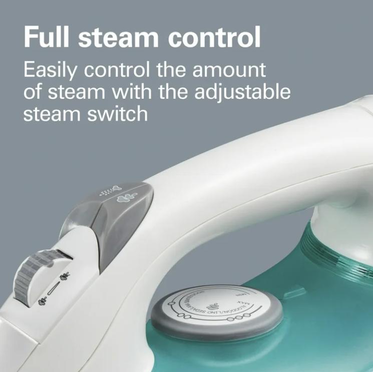 Steam Iron with Retractable Cord and Anti-Drip System – Elegant White Finish