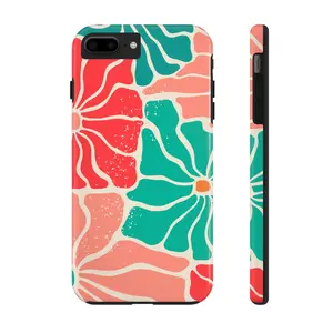 Boho Wildflower Block Print Floral Tough Phone Cases | Vibrant Flower Design | Gift for Her | Trendy Tech Accessory | Spring/Summer Style | Durable Phone Protection Smartphone Cellphone Protective Casing