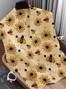 Spring Summer Elegant Women's Vintage Farmhouse Cartoon Bee Animal Floral Printed Vest, Cross Deep V Neck Sleeveless Knit Sweater