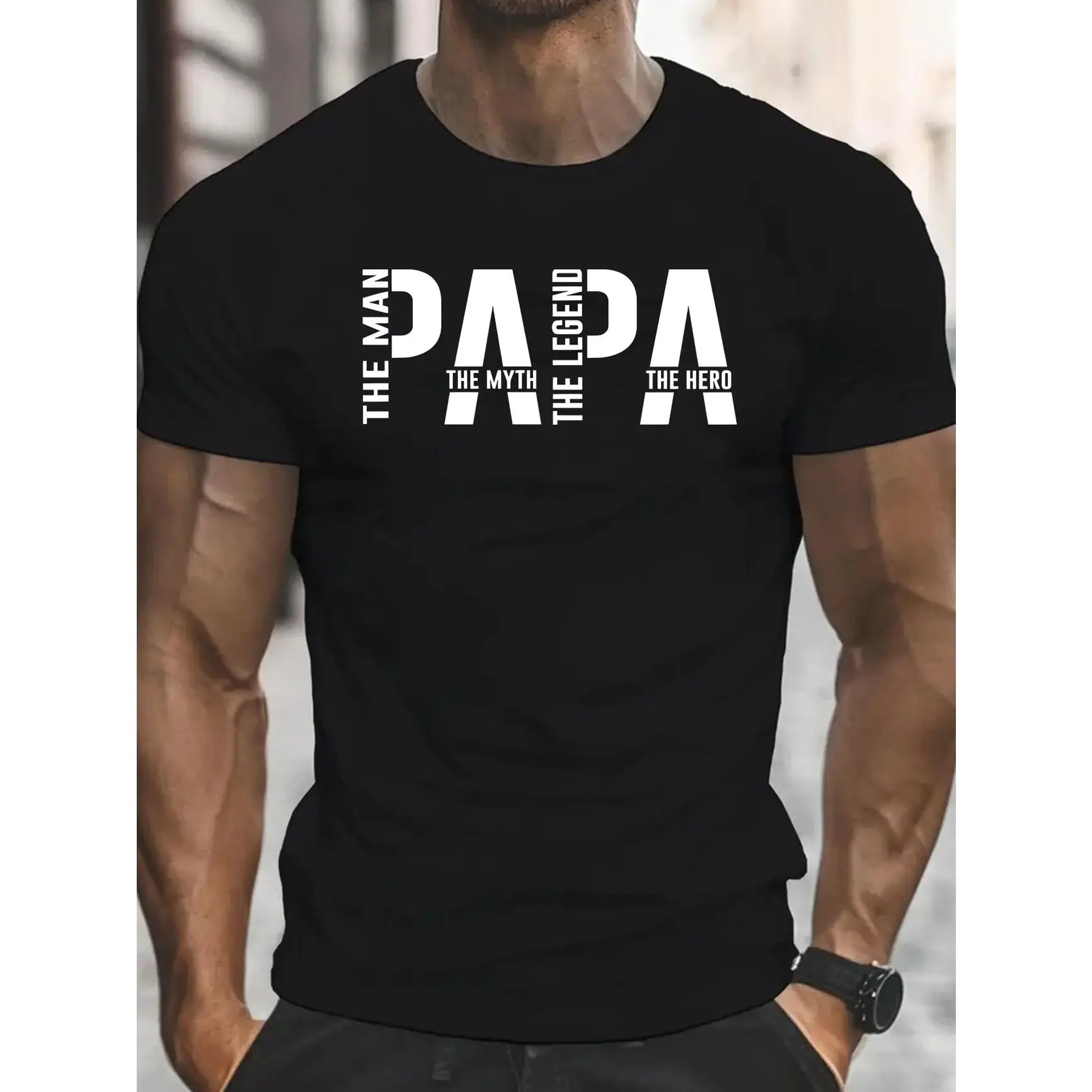 Papa The Man The Myth The Legend The Hero Graphic T-Shirt - Cute Father's Day Outfit, Fashionable Cotton Comfort Tee, Best Gift for Dad from Daughter or Son, Perfect Present for Husband or Grandpa,summerwins,father'sdaygifts