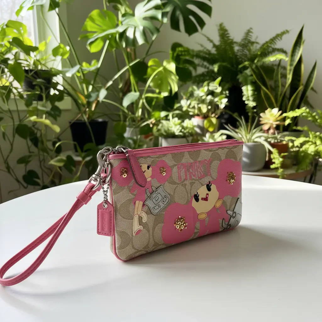 Pre-owned coach Canvas and leather Small leather goods Limited Edition Poppy Chan Pinky Wristlet