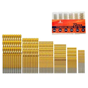 Mini Drill Bit Set 60 Pcs+12 Pcs Free High Speed Steel HSS Titanium Micro Drill Bits 3/64"-1/8" Metal,Plastic,Wood, Small Drill Bit