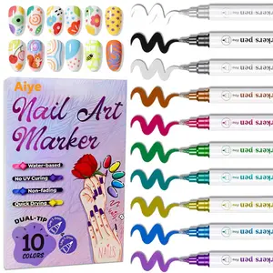 Nail Art Pens Set, 3D Nail Polish Pens Quick-Drying Acrylic Paint Markers, Dotting Liner Brush for DIY Nail Design, Multi-Purpose Paint Pens for Easter, Halloween, and Christmas Decorations on Any Surface