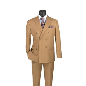 Mens Modern Fit Peak Lapel Double Breasted Suit – Camel MDW-1