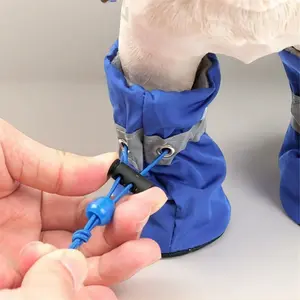 Waterproof Dog Shoes for Small Dogs - Blue Laces to Protect Paws and Keep Dry - Winter Safety Fixing System - Ideal Christmas Gift