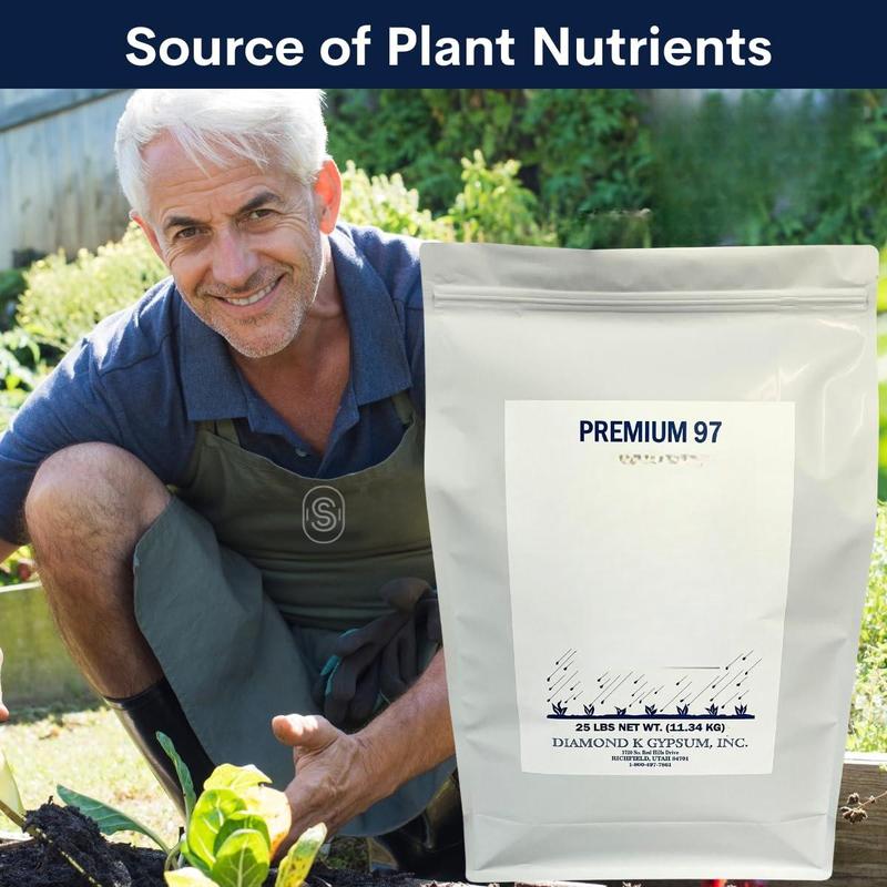 Supply Solutions Gypsum Powder - Purest & Soluble Houseplant Food Fertilizer for Indoor Plants, Outdoor, Lawn, Vegetables - 25 Pounds, Enhances Growth & Soil Health