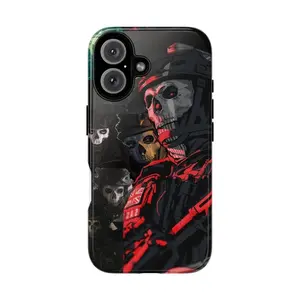 Game Call of Duty Phone Case Ghost Themed Phone Case Premium Matte Texture, Protection, Shockproof, Anti-Drop, Anti-Fingerprint For IPhone 17-12, Pro Max, Pro Plus, and Samsung S25-22 Protection Safety