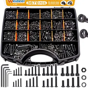 3670pcs M2 M3 M4 M5 Metric Screw Assortment Kit,Metric Bolt Assortment,12.9 Hex Head 10.9 Hex Button Head Machine Screws Nuts Washers with Wrench