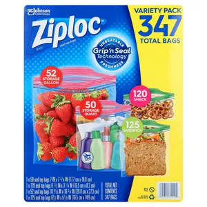 Ziploc Variety Pack Storage Bags, Various Sizes, 347 Ct Ziploc Variety Pack Storage Bags, Various Sizes, 347 Ct