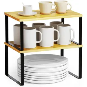 2 Pack Stackable Kitchen Cabinet Organizers Short
