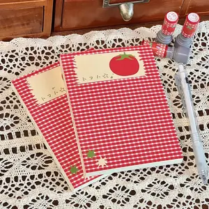 Vintage Tomato Grid Notebook, Thick Blank Pages, Simple Girl Design, Suitable for Daily Notes, Sketching, Student Creative Gift
