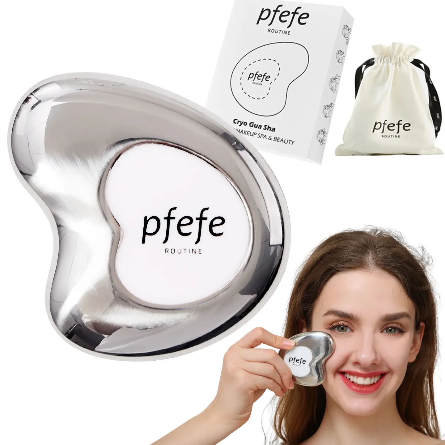 PFEFE Cryo Gua Sha Frozen Facial Uplift Tools Cooling Ice Cold Face Puffiness V line Jawline Sculpting Double Chin Lifting Skincare Beauty Dark Circle