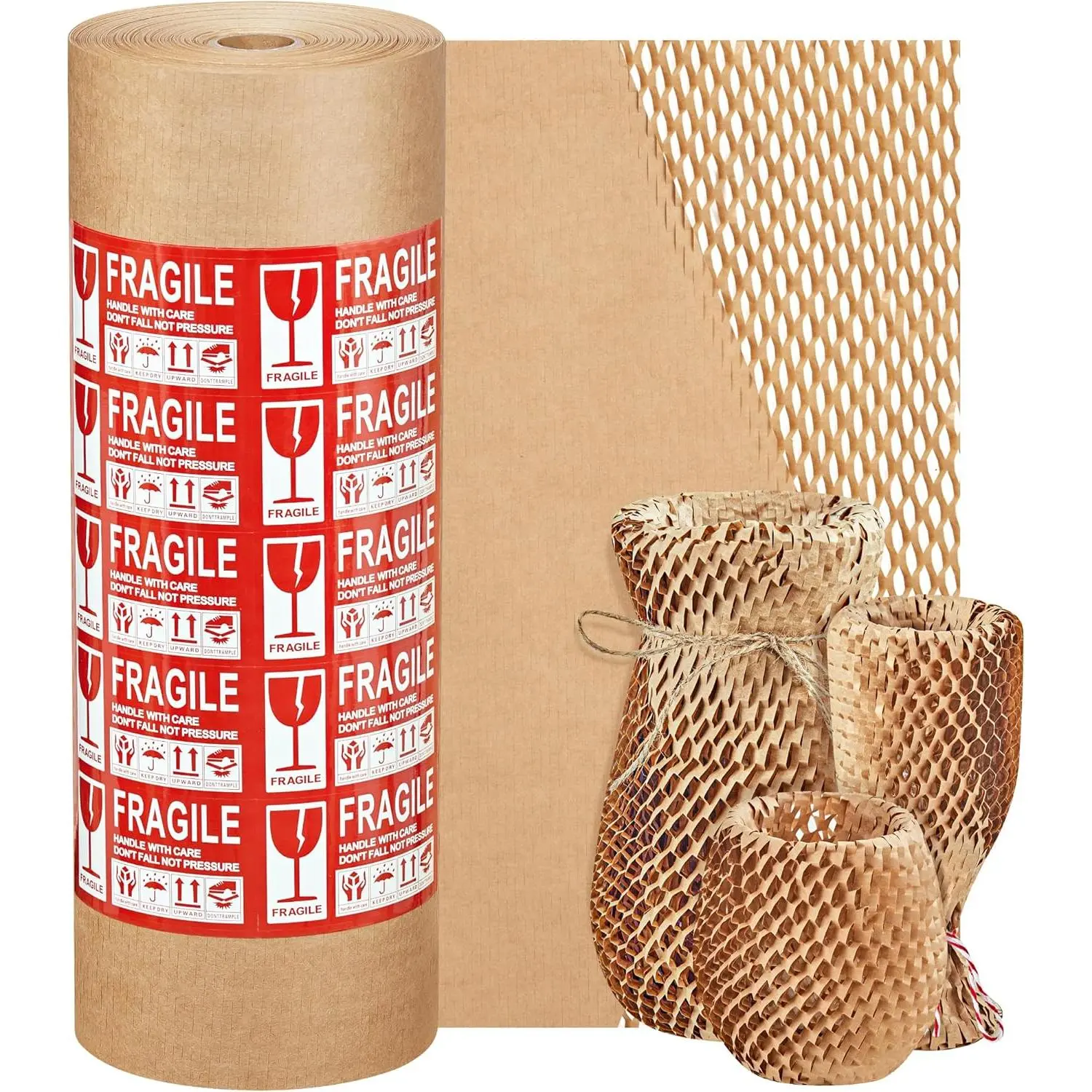 Packing Paper, 15"x 328' Bubble Packing Wrap for Packing/Shipping/Moving,  Bubble Packing Paper Wrapping Roll, Recyclable Moving Supplies With 30 Fragile Sticker Labels